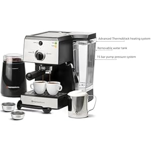 EspressoWorks All-In-One Espresso Machine with Milk Frother 7-Piece Set - Latte Maker Includes Grinder, Frothing Pitcher, Cups, Spoon and Tamper - Coffee Gifts (Stainless Steel) EspressoWorks All In One Espresso Machine with Milk Frother 7 Piece Set Latte Maker Includes Grinder Frothing Pitcher Cups Spoon and Tamper Coffee Gifts Stainless Steel