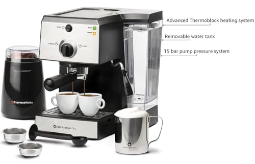 EspressoWorks-All-In-One-Espresso-Machine-with-Milk-Frother-7-Piece-Set-Latte-Maker-Includes-Grinder-Frothing-Pitcher-Cups-Spoon-and-Tamper-Coffee-Gifts-Stainless-Steel EspressoWorks All In One Espresso Machine with Milk Frother 7 Piece Set Latte Maker Includes Grinder Frothing Pitcher Cups Spoon and Tamper Coffee Gifts Stainless Steel