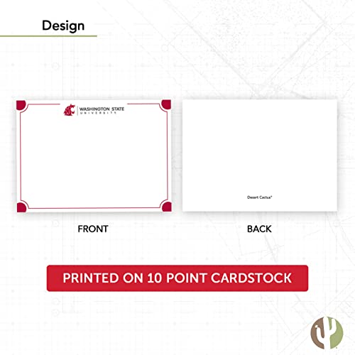 Image of Desert Cactus Washington State University Notecards 10 Pack Stationery Cardstock WSU Cougars Cougs Includes Envelopes Memo Party Thank You (Notecard 4b)