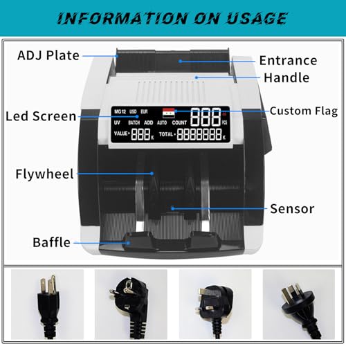 Detector De Falsificação LED Multimoeda, Máquina De Contagem De Notas Estrangeiras, Detecção Dupla U