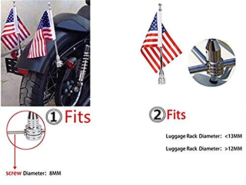 Espear Motocycle America Flag And Motorcycle Flag Mount For Harley Davidson Honda Goldwing Cb Vtx Cbr Yamaha Luggage Racks 6 X 9 Inch Usa Flag Chrome Flagpole Holder Luggage Racks #TOP2