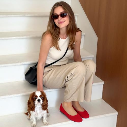 Image of DREAM PAIRS Women's Dress Knit Ballet Comfort Flats | Comfortable Round Toe Slip-On Flexible Portable Breathable Dress Office Flats for Daily Walking and Travel