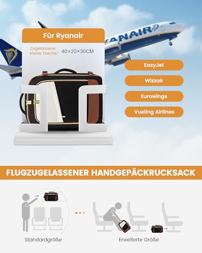 LOVEVOOK Ryanair Handgepäck 40x30x20, 24L Travel Handgepäck Rucksack für Damen und Herren, Ryanair Rucksack Mit Anti-Diebstahl Tasche, Reiserucksack Cabin Bag für Eurowings, Wizz Air