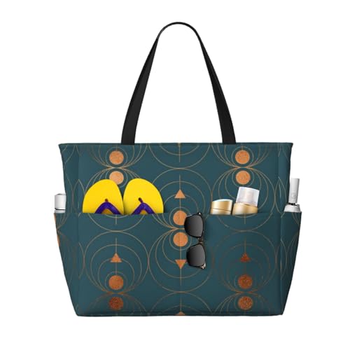 Grand sac de plage sac à bandoulière femme fourre-tout Art Déco émeraude