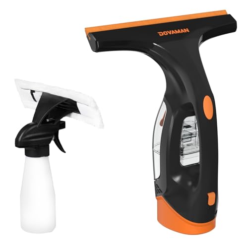 DOVAMAN WC01A Limpiador de Cristales, 30 min de Autonomía, Boquilla 280mm, Pulverizador con 2 Paños Microfibra, Depósit 150ml, 150m² por Carga, 700g Limpiacristales Eléctrico