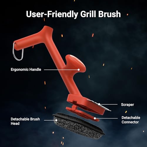 Image of ThermoMaven BQ03 Grill Brush Replaceable Cleaning Head, Safe Bristle-Free BBQ Cleaning Tool, Barbecue Grill Cleaner, 6 Pcs Refill, Only for BQ03