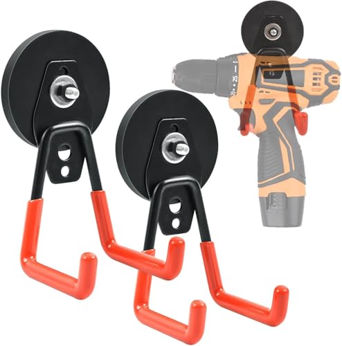 Ganchos magnéticos fuertes resistentes para garaje, 2 unidades, ganchos magnéticos de tierras raras resistentes para puerta delantera, abrigos, bolsos, taladros, caja de herramientas, pala, escoba