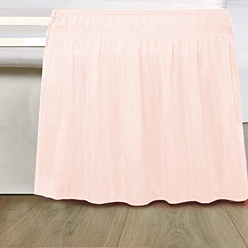 Image of Wrap Around Dust Ruffled Bed Skirt 10 inch Inch Tailored Drop Fade Resistant Brushed Microfiber Bed Skirt -Double Bed | Peach