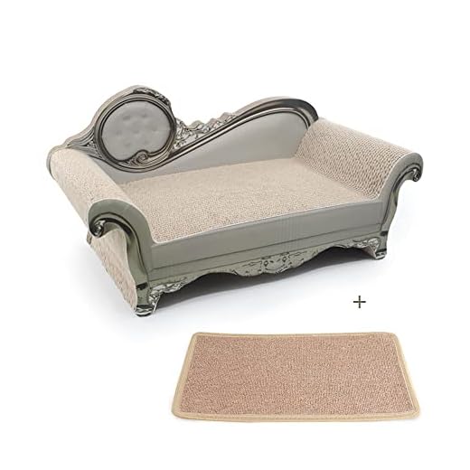 SONGWAY Cat Scratcher Sofa Bed - Corrugated Cardboard Scratching Lounge Luxury Scratching Post Furniture Protecter with Textured Cat Scratcher Mat