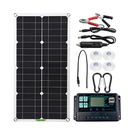 Panel Solar Flexible de Alta eficiencia, Panel solor de 250 W + Controlador Cargador de batería Solar monocristalino con Controlador, para Casas rodantes y Tiendas de campaña, Negro,30a