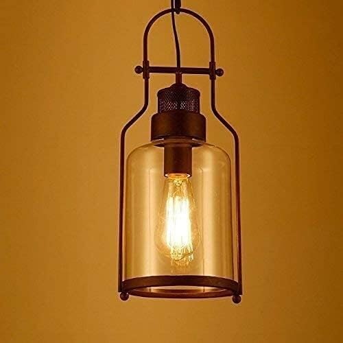 Lustre industriel en métal et verre de style rétro américain avec câble ajustable