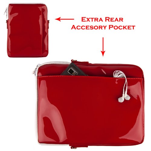 Hand Stitched Vangoddy Ipad Tablets Red Gloss Clutch Hydei Case Triple Layered With Interior Scratch Resistant Ultra Soft Suede, Padded Walls, And Exterior Reinforced Patent Leather!!! #TOP4