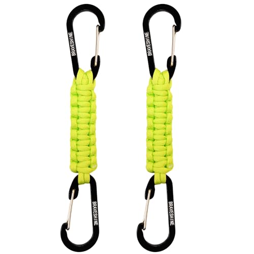 Image of BRAVESHINE Paracord Keychain Carabiner Clip, D Ring Lanyard Hanger Stroller Hook for Water Bottle, Key, Backpacks, Men, Women