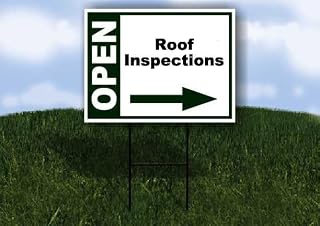 Roof Inspections Open Right Arrow Green Single Sided 18x24 in Yard Road Sign w/Stand
