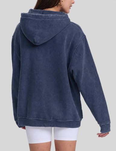 Image of FAIABLE Womens Oversized Acid Wash Hoodie Unisex Heavyweight Fleece Cotton Hoodies Vintage Washed Sweatshirt for Women
