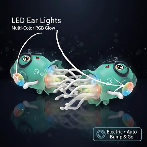 Image of Dancing Jellyfish Toy for Kids with Music, LED Lights & 360 Bump-and-Go Action - Battery Operated Cartoon Jellyfish Robot (Jellyfish - Battery Operated)