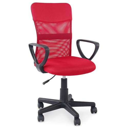 IDIMEX Bürodrehstuhl Jogo höhenverstellbar, rot - ergonomischer Schreibtischstuhl mit Armlehnen, Drehstuhl mit atmungsaktivem Mesh Stoffbezug, Stuhl für Büro und Home Office IDIMEX Bürodrehstuhl Jogo höhenverstellbar, rot - ergonomischer Schreibtischstuhl mit Armlehnen, Drehstuhl mit atmungsaktivem Mesh Stoffbezug, Stuhl für Büro und Home Office