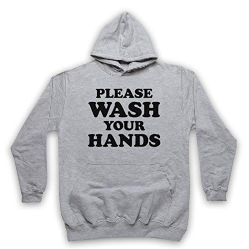Sweat à capuche adulte gris XS Please Wash Your Hands par My Icon Art