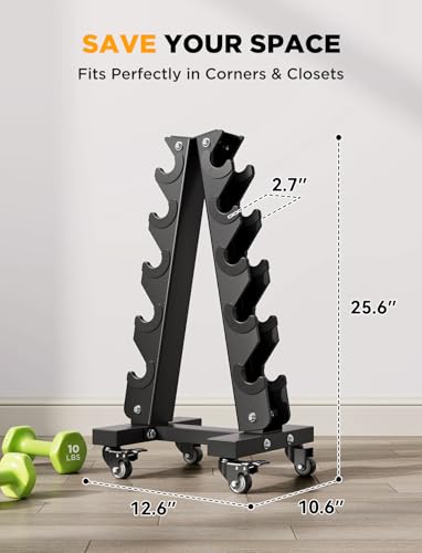 Image of YOLEO Dumbbell Rack, Adjustable & Compact Weight Rack for Dumbbell, Kettlebell, Barbell, Heavy Duty Weight Storage Organizer, Space-Saving Dumbbell Storage Stand Holder for Home Gym - 1100LBS Capacity (Rack Only)