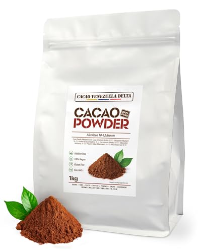Cacau V Delta cacau puro em pó alcalinizado 1 kg, pó 10/12 sem açúcar, sem glúten, sem alérgenos, vegan e sem OGM, antioxidante com flavonóides para uma alimentação ideal