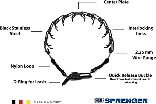 Herm Sprenger Black Stainless Steel Prong Dog Training Collar With Quick Release Buckle Ultra-Plus Pet Pinch Collar No-Pull Collar For Dogs Made In Germany 2.25Mm X 16In Small #TOP1