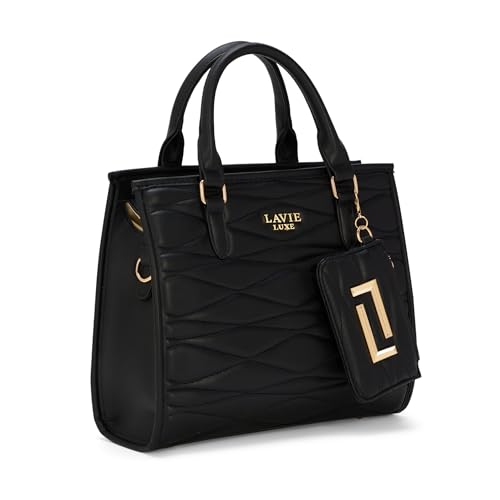 Image of Lavie Luxe Women's Lucie Quilted Large Box Tote Handbag | Tote Bag for Work | Ladies Purse | Stylish Shoulder Bag | Gift for Women