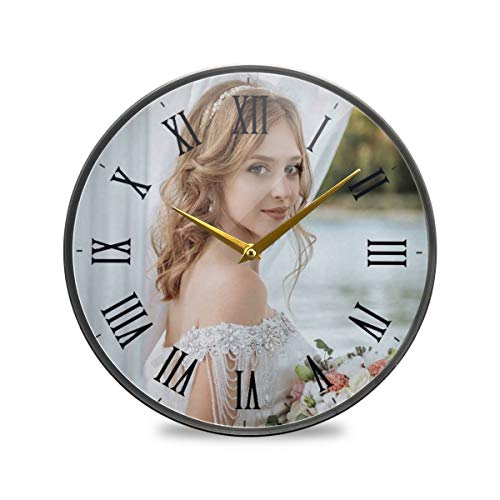 Reloj con Foto Personalizado，Reloj de Pared con Foto Grande Personalizado，impresión Personalizada de Reloj Familiar，Regalo con Foto Personalizado para cumpleaños，Boda，día de San Valentín y Navidad