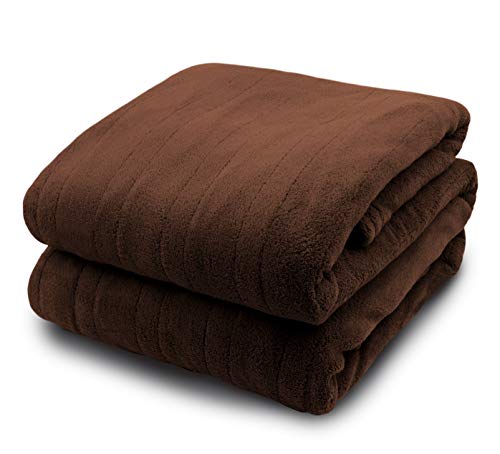 Biddeford Micro Plush Electric Heated Blanket with Digital Controller, King, Chocolate