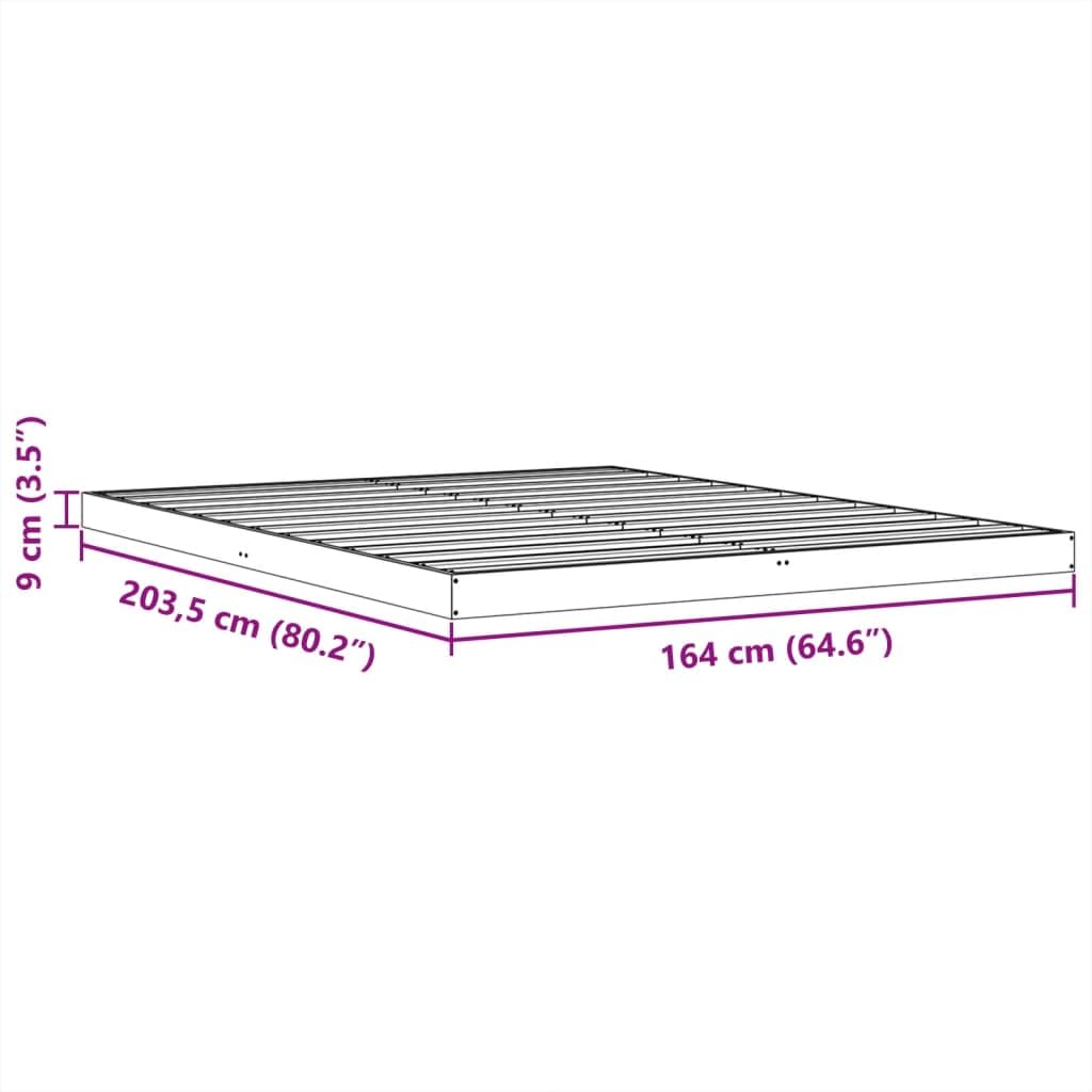 vidaXL Massivholzbett, Holzbett Bett für Schlafzimmer, Bettgestell Bettrahmen mit Lattenrost, Doppelbett Modernes Design, Wachsbraun 160x200cm Kiefer