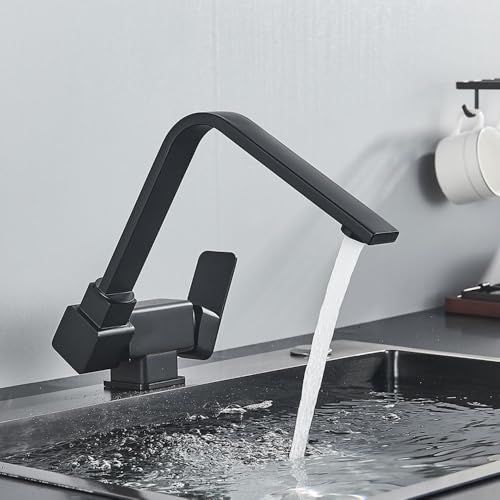 Robinet de cuisine noir à rotation libre et design pliable avec mélangeur