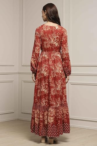 Image of BIBA Women Floral Printed Tiered Flared Dress