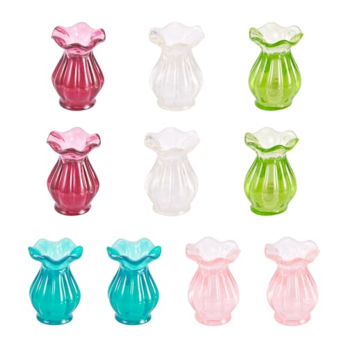 Mini vases en résine pour plantes miniatures de maison de poupée - Lot de 10