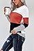 KINGFEN Womens Long Sleeve Tops Trendy Casual Fitted Shirt Color Block Crewneck Striped T Shirts Knit Pullover Sweater Fall Fashion 2025 Clothes Woman Comfy Cute Winter Clothing Red Medium