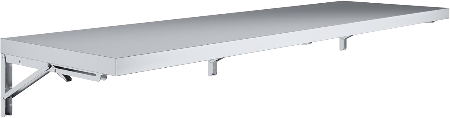 Stainless Steel Folding Wall Shelf – NSF Certified – Heavy-Duty Space-Saving Shelf for Concession Stands, Food Trucks, Kitchens, Garages, Laundry, Utility Rooms (72" Long X 12" Deep)