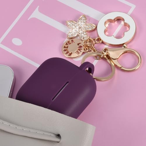 Image of Case Compatible with Apple Airpods 4 - VISOOM Airpods 4 Cases 2024 Cover Women Anti-Drop Silicone iPods 4 Earbuds Wireless Accessorie Charging Cases Girl Bling Keychain for Airpod iPods 4th Gen