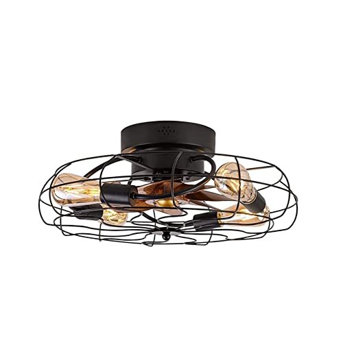 THINKBEEST Required - Luces de techo con ventilador, 4 luces, ventilador de techo de varios colores con diseño de jaula de luces, ventilador de techo estilo americano vintage con luces, luces