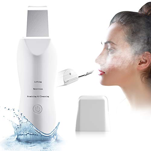Ultrasonic Skin Scrubber,with Facial humidifier,Facial Spatula with 4 Modes Blackhead Remover Pore Cleaner Facial Cleaning Scraper Deep Cleansing and Moisturizing Spray