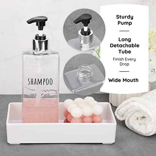 Image of Segbeauty 3pcs Clear Soap Dispenser, 16.9oz Refillable Shampoo Conditioner Bottles, 500ml Empty Plastic Square Body Wash Dispenser for Shower Bathroom Press Pump Bottle Liquid Container Set