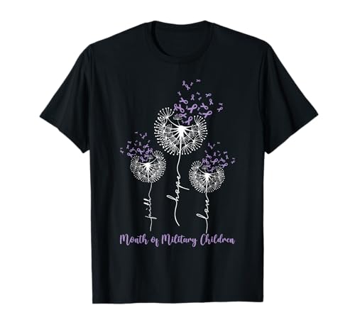 Diente de león morado para niños militares mes infantil Camiseta