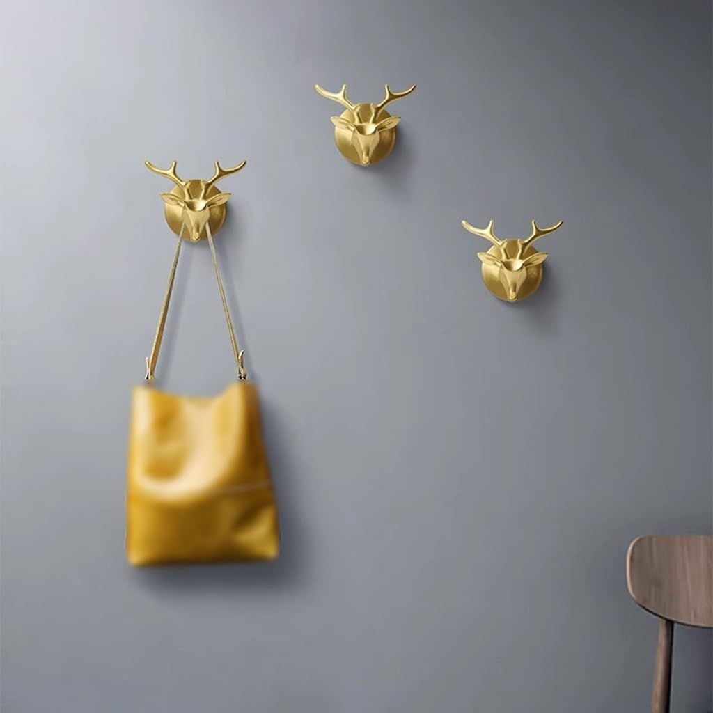 Wall Mounted Curtain Hooks,Brass Curtain Hooks,Set of 2 Bull Head Brass Coat Hooks,Heavy Duty Coat and Hat Hook, Wall Mounted Hooks for Coat, Scarf, Bag, Towel, Key, Cap