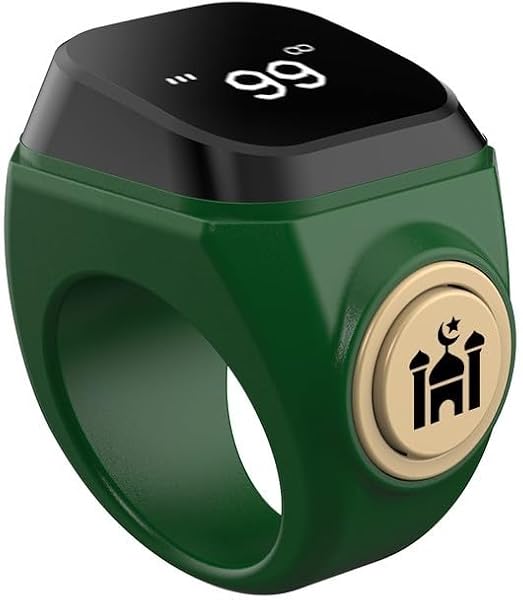 Smart 18mm 20mm 22mm Rechargeable Tasbih Counter Ring Waterproof Zikr Prayer Counter Ring with Counting Range 99999 for Muslim Worship Daily Spiritual Practices (20mm, Black - 3