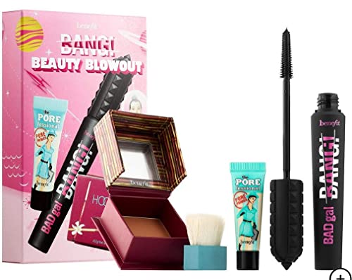 BENEFIT COSMETICS BANG! Beauty Blowout Set: Full Size BADgal BANG! Volumizing Mascara, Hoola Matte Bronzer Mini, The POREfessional Face Primer Fun-Size