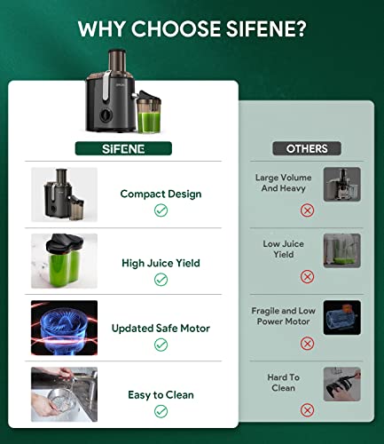 SiFENE Máquina Espremedora Eficiente Centrífuga, Espremedora de 800W com Boca Grande de 3.2