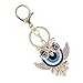 Qalvona Rhinestone Keychain with Blue Turkish Evil Eye Pendant, Zinc Alloy, 1pc - Fashionable Durable Accessory, Protective Amulet, Ideal for Bags and Home Decor