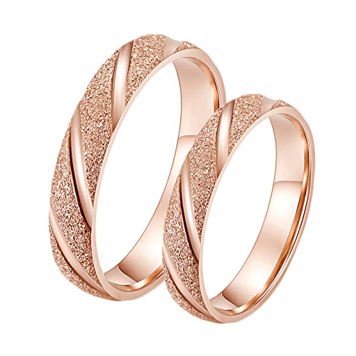 Bagues de couples personnalisées or rose mat pour sceller votre promesse amoureuse