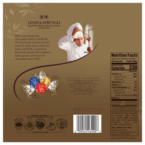 Image of Lindt LINDOR Assorted Chocolate Candy Truffles Modern Gift Box,Assorted Chocolate Candy with Smooth,Melting Truffle Center,7.6 oz.,(Pack of 2)