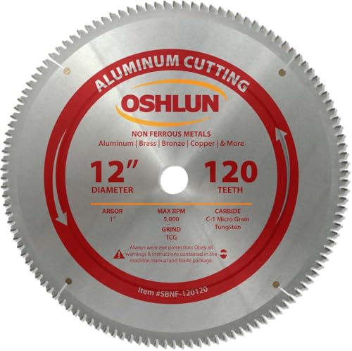 Image of Oshlun SBNF-120120 12-Inch 120 Tooth TCG Saw Blade with 1-Inch Arbor for Aluminum and Non Ferrous Metals