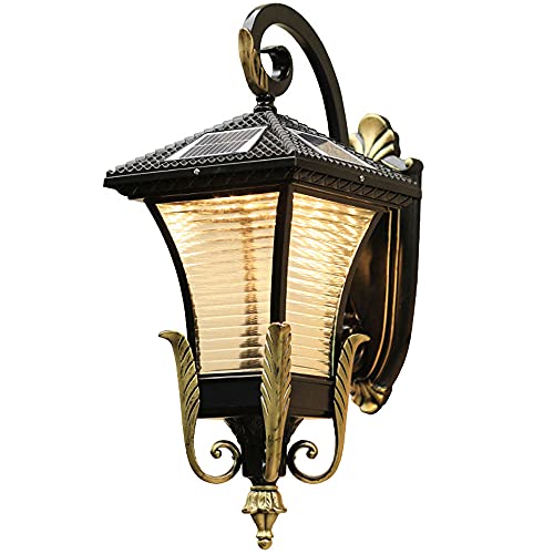 Bedroom Wall Lights, Wall Sconces, Retro Country Industry Wall Lantern Striped Glass lampshade Wall Light Wall-Mounted Outdoor Solar Wall Lamp Prevent heatstroke, Rust and dust Exterior Wall Scon