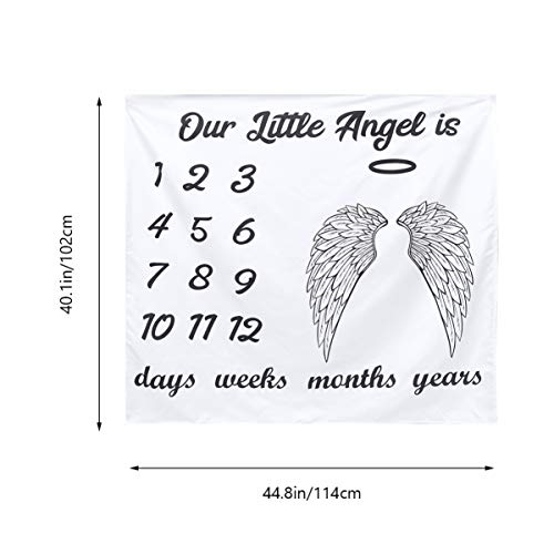 Cobertor Milestone Mensal Amosfun para bebês com asas de anjo, estampa de fotografia, pano de fundo,