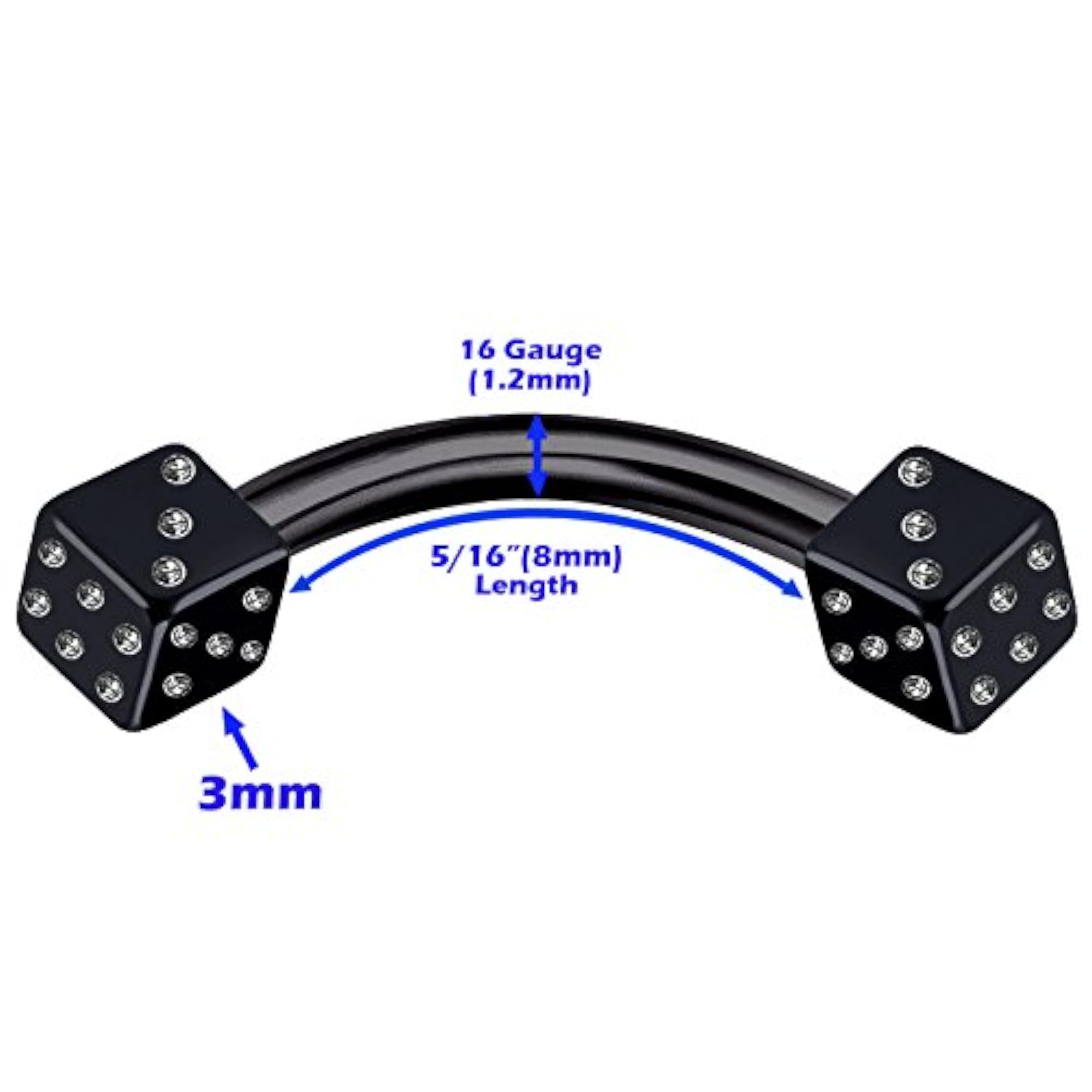 4Pcs Surgical Steel Black Anodized Curved Barbell Piercing Set